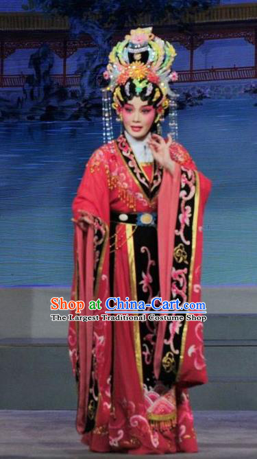 Chinese Cantonese Opera Young Female Garment Luo Shui Qing Meng Costumes and Headdress Traditional Guangdong Opera Queen Apparels Empress Dress