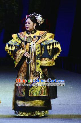 Chinese Historical Drama Jia Wu Ji Ancient Queen Mother Garment Costumes Traditional Qing Dynasty Empress Dowager Dress Ci Xi Apparels and Headdress
