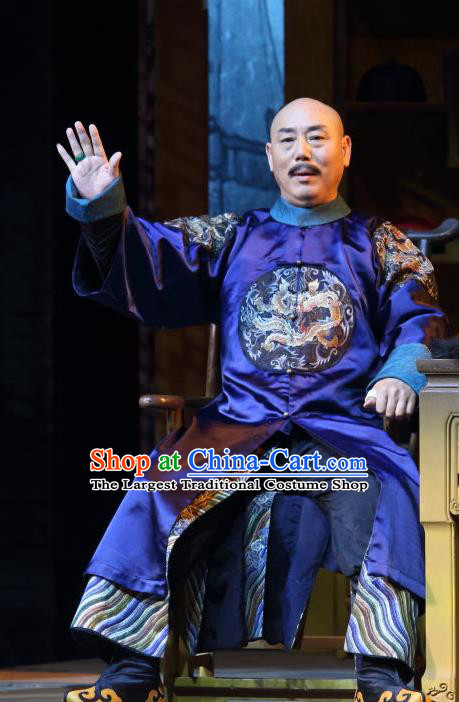 Chinese Traditional Qing Dynasty Minister Apparels Costumes Historical Drama Wang Fu Jing Ancient Official Garment Clothing and Headwear