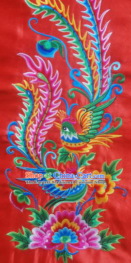 Chinese Traditional Embroidered Phoenix Flower Red Patch Decoration Embroidery Applique Craft Embroidered Dress Accessories