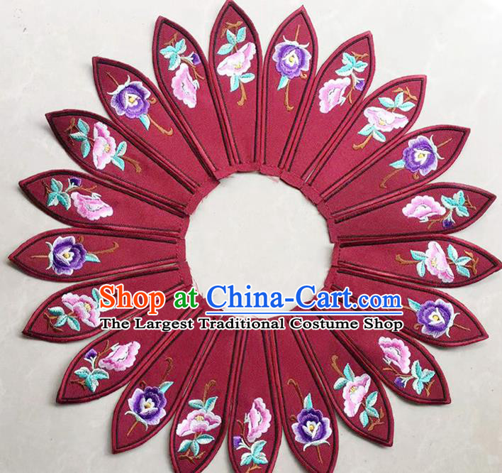 Chinese Traditional Embroidered Purplish Red Cloth Decoration Embroidery Craft Qing Dynasty Embroidered Shoulder Accessories