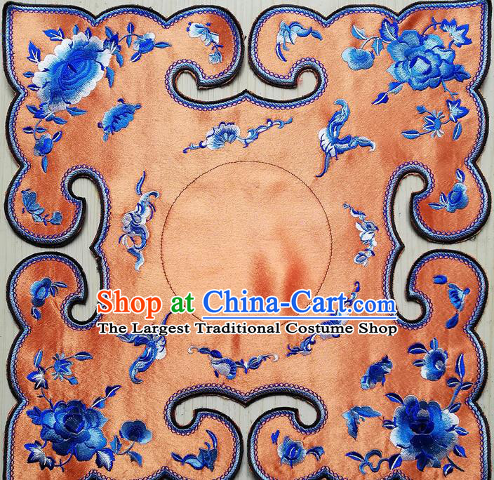 Chinese Traditional Embroidered Peony Butterfly Pattern Orange Collar Patch Decoration Embroidery Craft Embroidered Accessories