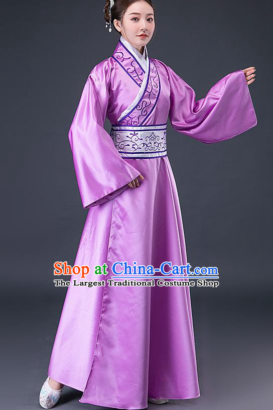 Traditional Chinese Han Dynasty Court Maid Purple Hanfu Dress Apparels Ancient Drama Palace Lady Historical Costumes for Women