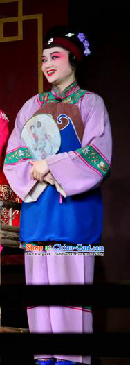 Chinese Sichuan Opera Highlights Elderly Woman Garment Costumes and Headdress Dong Fang Traditional Peking Opera Dame Dress Wet Nurse Apparels