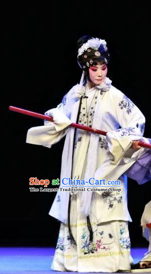 Chinese Sichuan Highlights Opera Distress Maiden Garment Costumes and Headdress Mei Nv Traditional Peking Opera Actress Mei Qiuyun Dress Tsing Yi Apparels