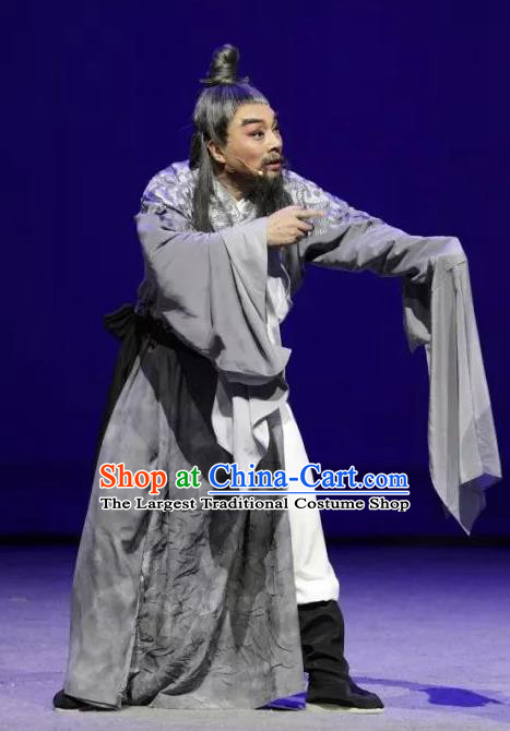 Luo Xiahong Chinese Sichuan Opera Elderly Male Apparels Costumes and Headpieces Peking Opera Highlights Old Scholar Garment Astronomer Clothing