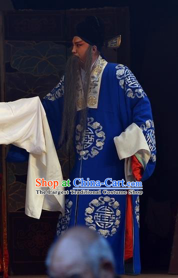 Dou E Yuan Chinese Bangzi Opera Laosheng Apparels Costumes and Headpieces Traditional Hebei Clapper Opera Garment Elderly Male Clothing