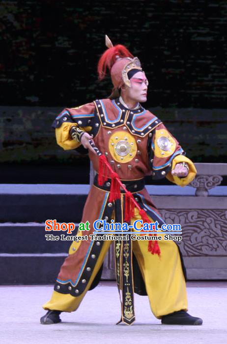 Chinese Bangzi Opera Soldier Apparels Costumes and Headpieces Traditional Shanxi Clapper Opera Wusheng Garment Martial Male Clothing