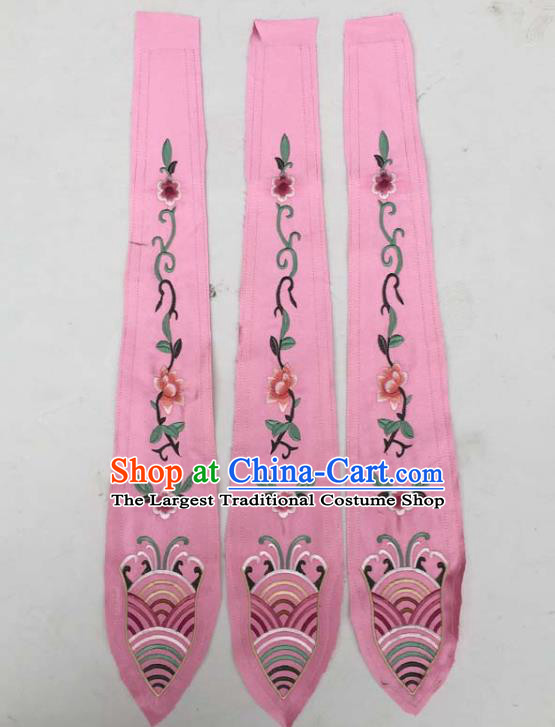 Chinese Traditional Embroidered Flowers Pink Streamer Patch Decoration Embroidery Applique Craft Embroidered Rabbion Accessories