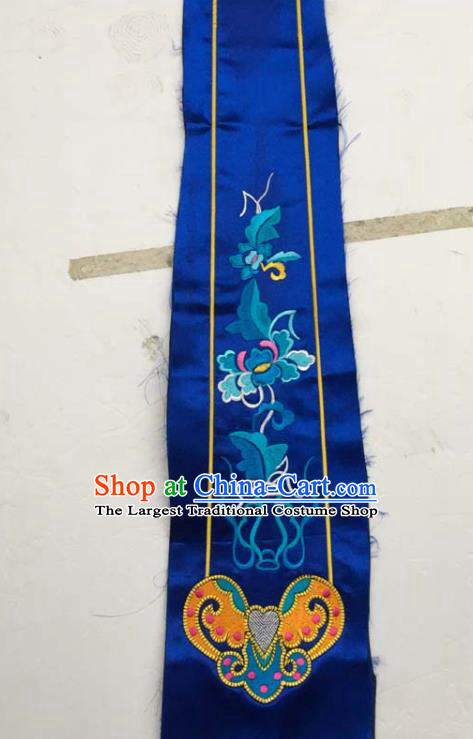 Chinese Traditional Embroidered Butterfly Peony Royalblue Patch Decoration Embroidery Applique Craft Embroidered Dress Ribbon Accessories