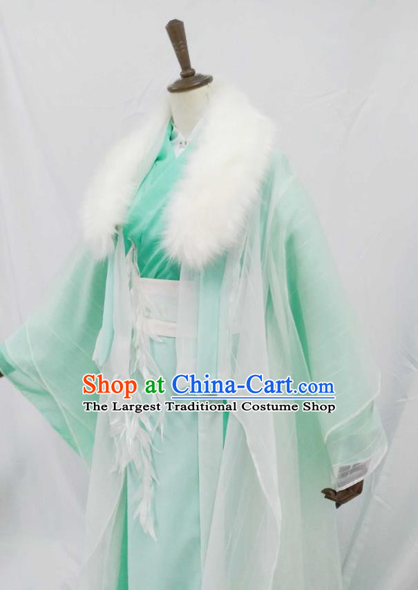 Top Chinese Cosplay Prince Noble Childe Costume Ancient Swordsman Green Clothing for Men