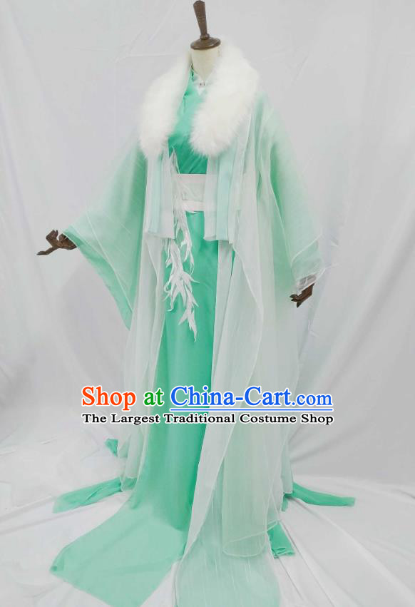 Top Chinese Cosplay Prince Noble Childe Costume Ancient Swordsman Green Clothing for Men