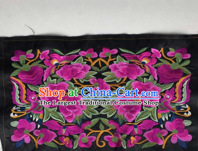 Chinese Traditional Embroidered Purple Flowers Birds Patch Decoration Embroidery Applique Craft Embroidered Clothing Accessories