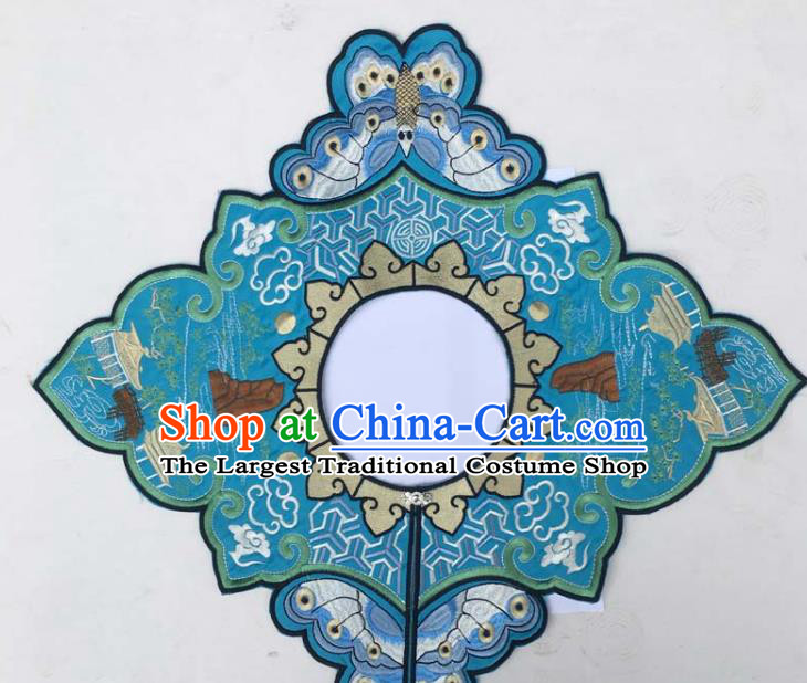 Chinese Traditional Embroidered Butterfly Blue Collar Patch Decoration Embroidery Applique Craft Embroidered Shoulder Accessories