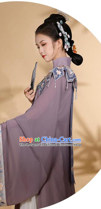 Traditional Chinese Ming Dynasty Noble Woman Embroidered Historical Costumes Ancient Royal Countess Hanfu Gown Blouse and Skirt Full Set