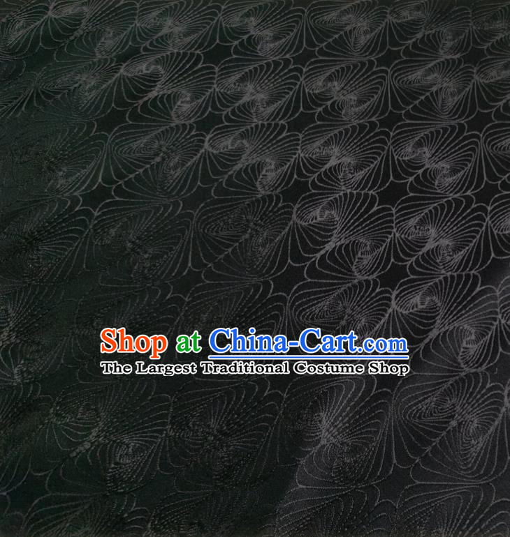 Asian Chinese Traditional Conch Pattern Design Black Brocade Fabric Silk Tapestry Tang Suit Material