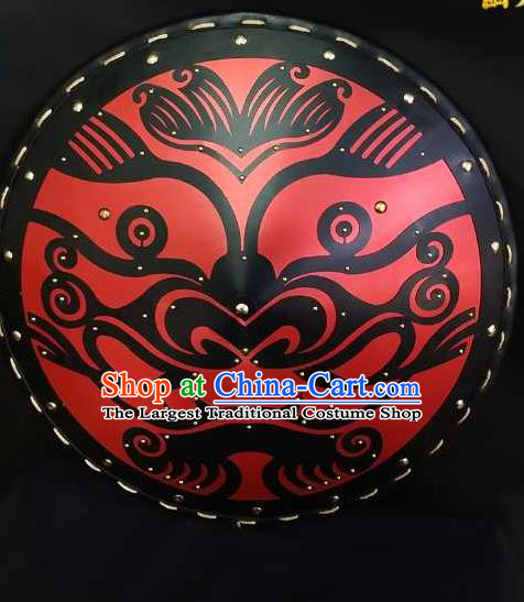 Traditional Chinese Ming Dynasty Infantry Wood Shield Ancient Warrior Soldier Beast Pattern Leather Protect Accessories for Men