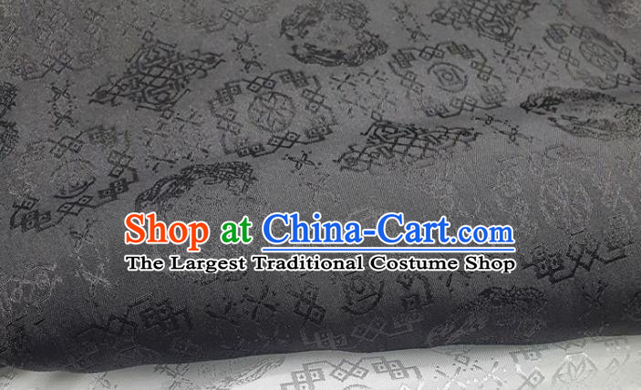 Chinese Hanfu Dress Traditional Dragon Pattern Design Black Satin Fabric Silk Material Traditional Asian Cloth Tapestry