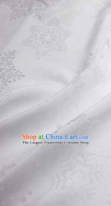 Chinese Hanfu Dress Traditional Snowflake Pattern Design White Satin Fabric Silk Material Traditional Asian Cloth Tapestry