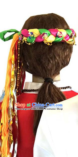 Chinese Traditional Zang Ethnic Female Folk Dance Hair Clasp Hair Accessories Decoration Handmade Tibetan Nationality Headdress Stage Show Headwear for Women