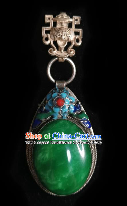 Chinese Classical Blueing Brooch Traditional Hanfu Cheongsam Accessories Handmade Jadeite Breastpin Pendant for Women