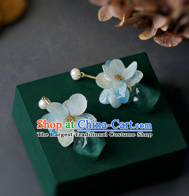 Princess Handmade Blue Lotus Earrings Classical Eardrop Fashion Jewelry Accessories for Women