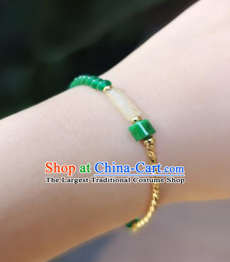 Handmade Chinese Traditional Green Jade Bracelet Jewelry Accessories Decoration National Bangle for Women
