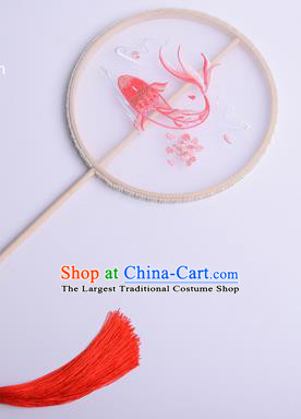 Handmade Chinese Traditional Dance Silk Fan Accessories Decoration Hanfu Embroidered Carp Palace Fan for Women