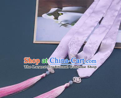 Chinese Traditional Hanfu Lilac Hairband Hair Accessories Handmade Hair Rope Tassel Hair Clasp for Women