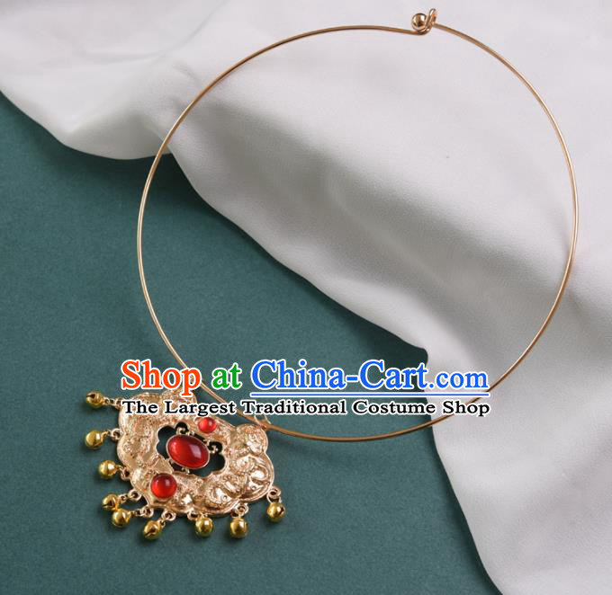 Chinese Handmade Golden Necklet Decoration Traditional Ming Dynasty Necklace Accessories Longevity Lock for Women