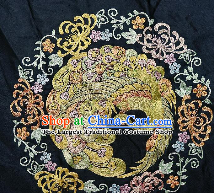 Chinese Traditional Embroidered Phoenix Chrysanthemum Fabric Patches Handmade Embroidery Craft Embroidering Silk Decorative Accessories