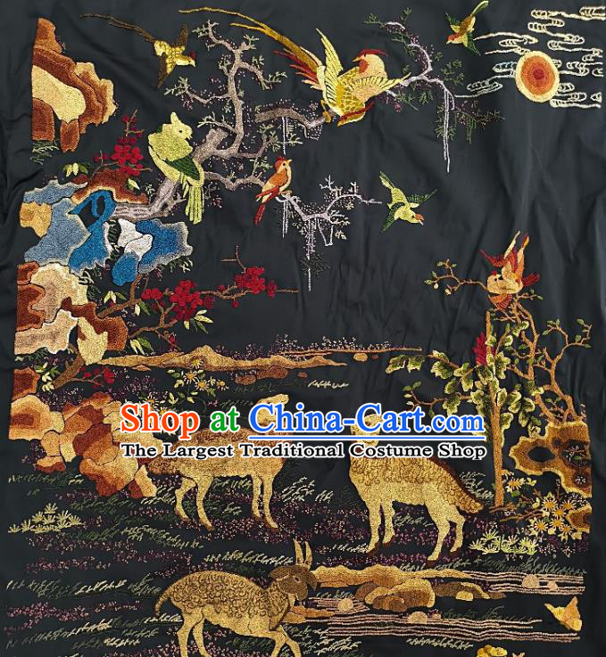 Chinese Traditional Embroidered Yellow Bird Sheep Fabric Patches Handmade Embroidery Craft Embroidering Silk Applique