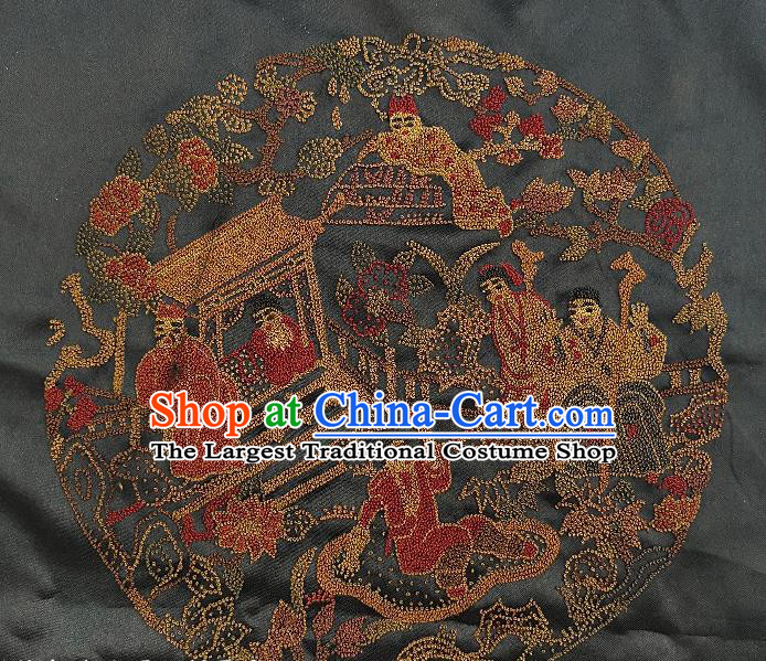 Chinese Traditional Embroidered Red Cloth Character Painting Handmade Embroidery Craft Embroidering Silk Decorative Picture