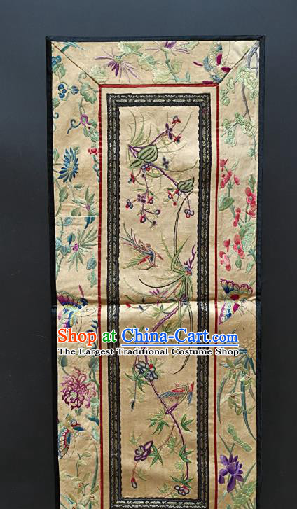 Chinese National Embroidered Orchids Bamboo Paintings Traditional Handmade Embroidery Craft Decorative Beige Silk Wall Picture