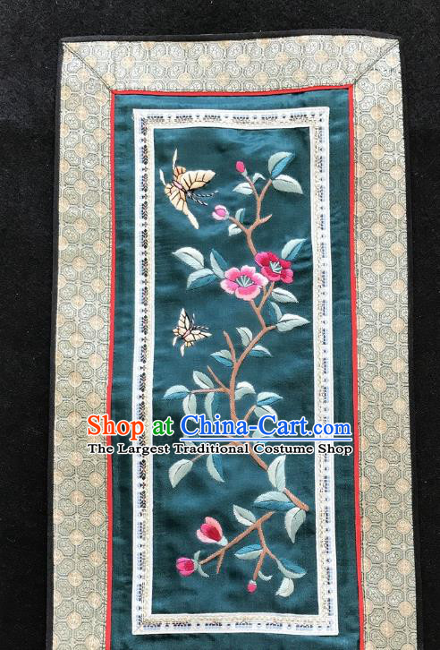 Chinese National Embroidered Butterfly Flowers Paintings Traditional Handmade Embroidery Decorative Atrovirens Silk Picture Craft