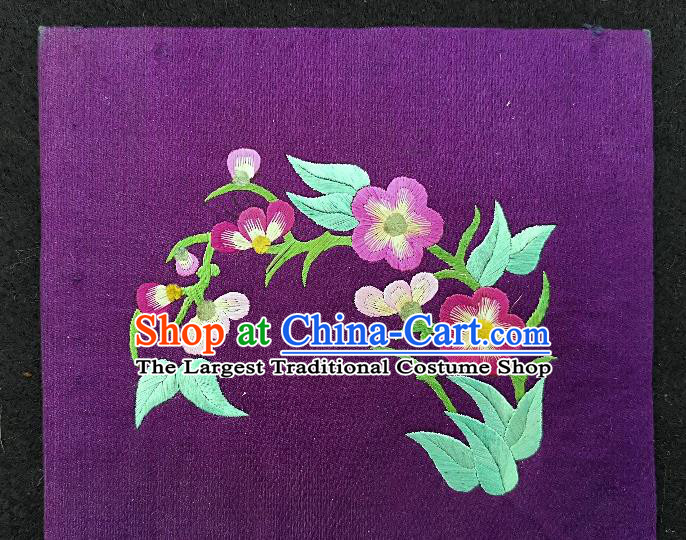 Traditional Chinese Embroidered Flower Purple Silk Patches Handmade Embroidering Dress Applique Embroidery Fabric Accessories