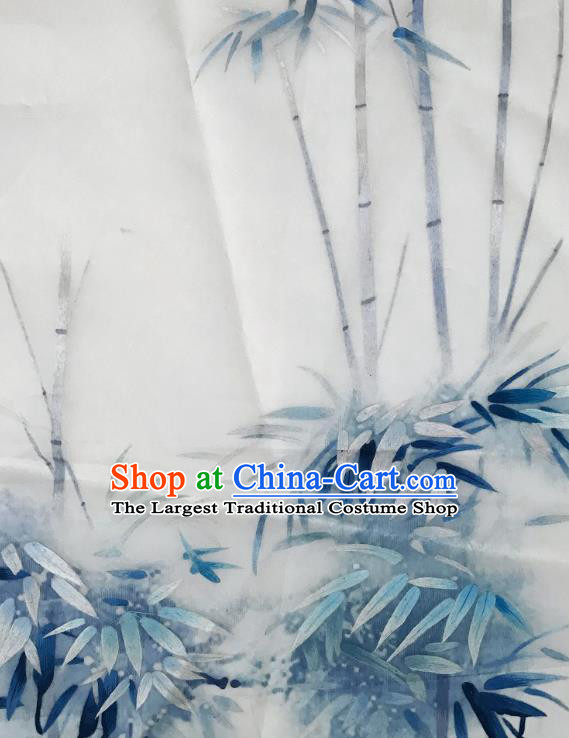 Traditional Chinese Embroidered Blue Bamboo Fabric Hand Embroidering Dress Applique Embroidery Veil Patches Accessories