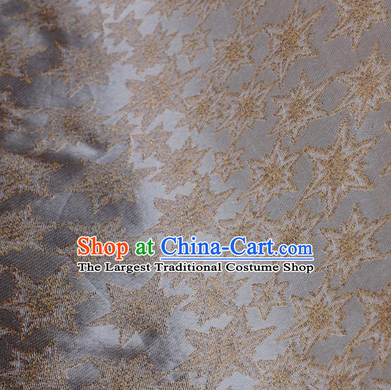 Chinese Traditional Grass Pattern Design Light Grey Brocade Fabric Tapestry Cloth Asian Silk Material