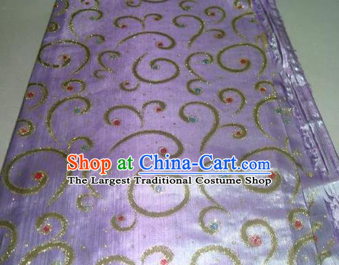 Chinese Traditional Gilding Pattern Design Lilac Satin Fabric Cloth Silk Crepe Material Asian Dress Drapery
