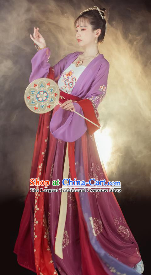 Traditional Chinese Tang Dynasty Young Lady Historical Costumes Ancient Civilian Woman Hanfu Dress Garment Blouse Camisole and Skirt Full Set