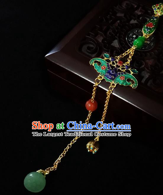 Handmade China Classical Cheongsam Cloisonne Bat Breastpin Jewelry Jade Gourd Brooch Pendant Accessories