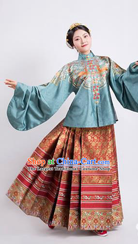 Traditional China Ancient Patrician Countess Hanfu Dress Ming Dynasty Noble Mistress Historical Clothing