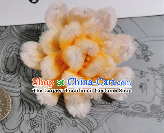 China Traditional Hanfu Hair Accessories Ancient Princess Yellow Velvet Camellia Hairpin Handmade Hair Stick