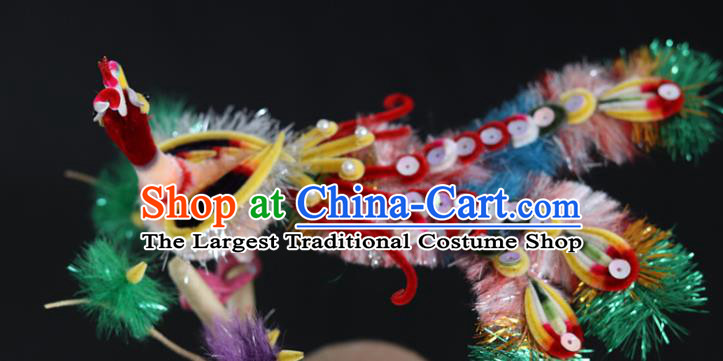 China Traditional Ancient Hanfu Colorful Phoenix Hair Stick Handmade Velvet Hairpin