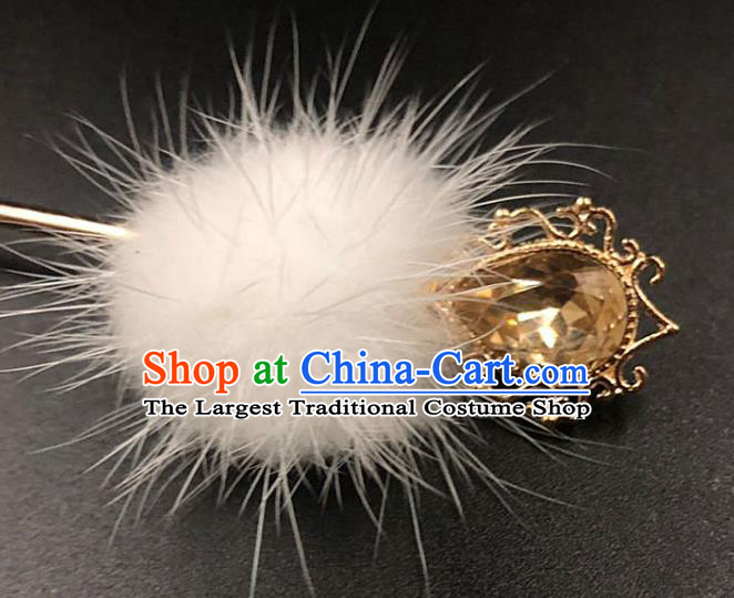 China Traditional Yellow Crystal Hair Accessories Ancient Hanfu Hairpin Ming Dynasty Princess Hair Stick