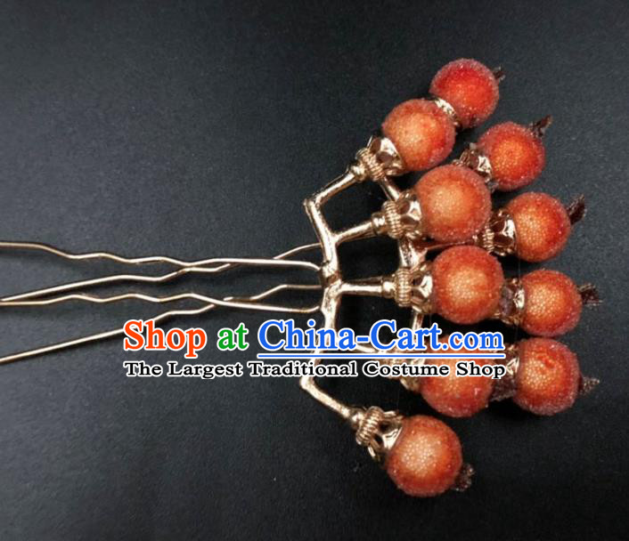 China Ancient Princess Hairpin Traditional Ming Dynasty Orange Berry Hair Stick