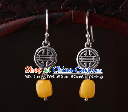 Chinese Classical Beeswax Ear Accessories Traditional Cheongsam Silver Earrings