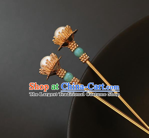 China Traditional Hanfu Pearl Hair Stick Ancient Song Dynasty Princess Hairpin