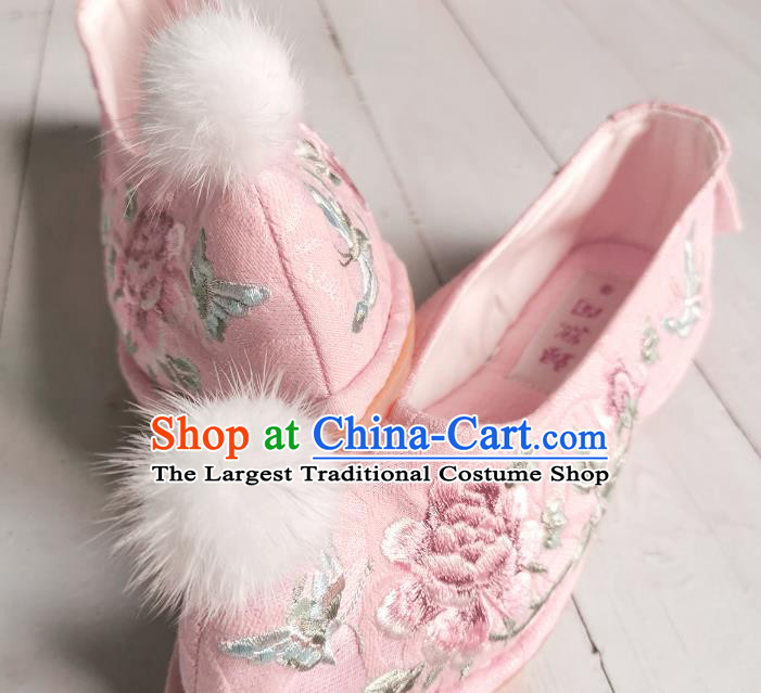 Handmade Chinese Embroidered Shoes Ming Dynasty Princess Shoes Traditional Hanfu Shoes Pink Satin Bow Shoes