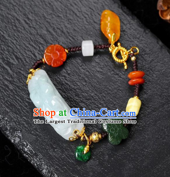 China Handmade Jade Carving Bracelet Accessories Traditional National Bangle Jewelry